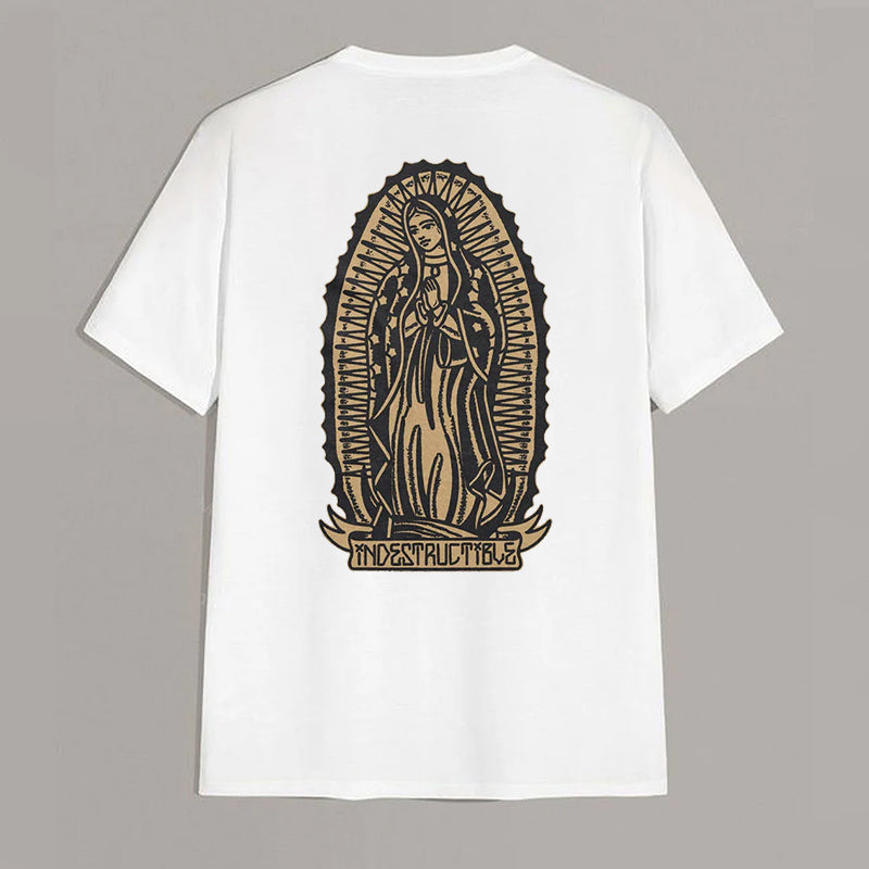 Goddess Praying Letter Vintage Style Graphic Black Print T-shirt