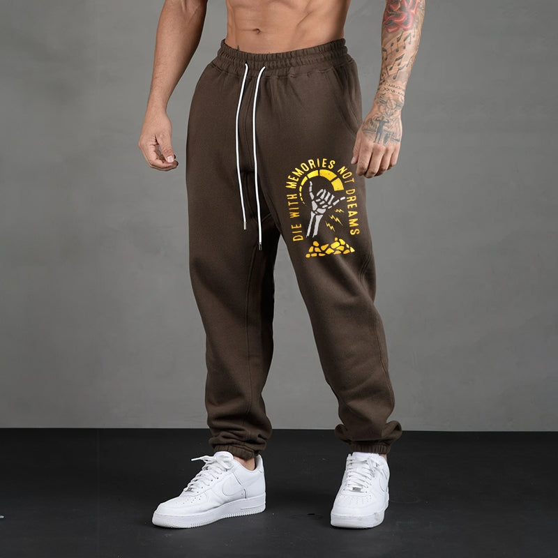 DIE WITH MEMORIES NOT DREAMS White Print Joggers