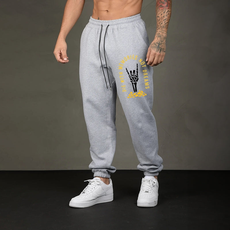 DIE WITH MEMORIES NOT DREAMS White Print Joggers