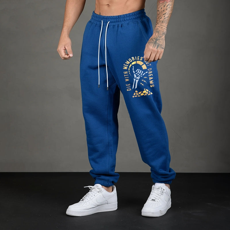 DIE WITH MEMORIES NOT DREAMS White Print Joggers