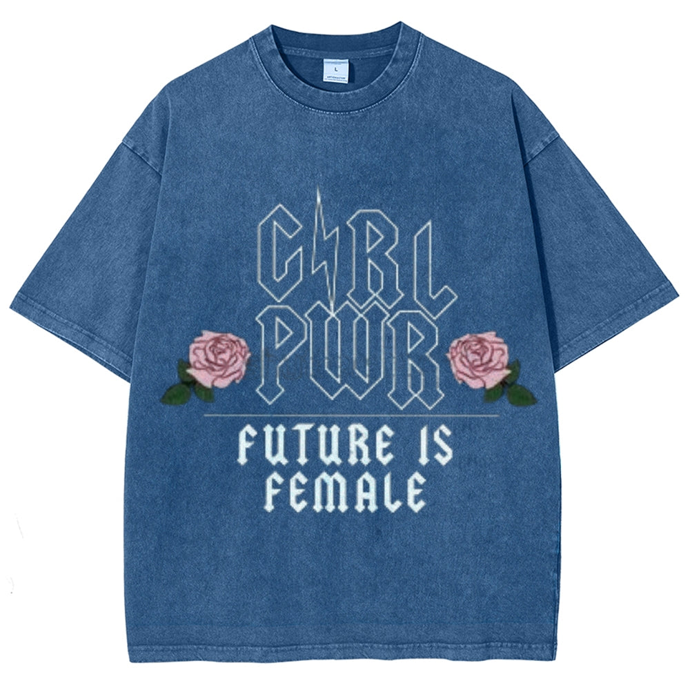 Women Washed Vintage Future Is Female Graphic Tee