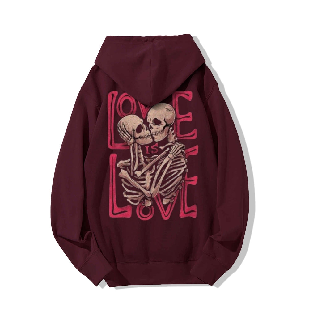 Mens Love Is Love Skull Graphic Pullover Hoodies