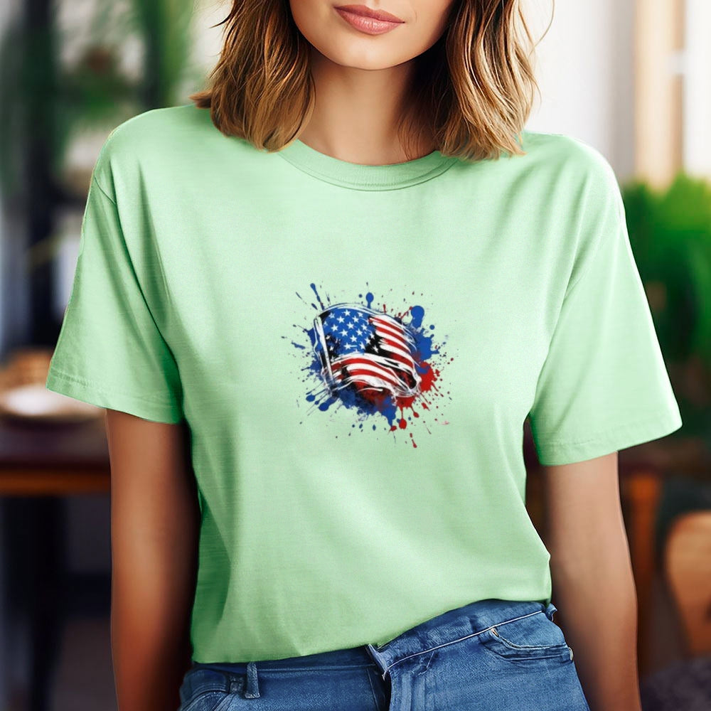 Women Flag Independence Day Stars Stripes T-shirt