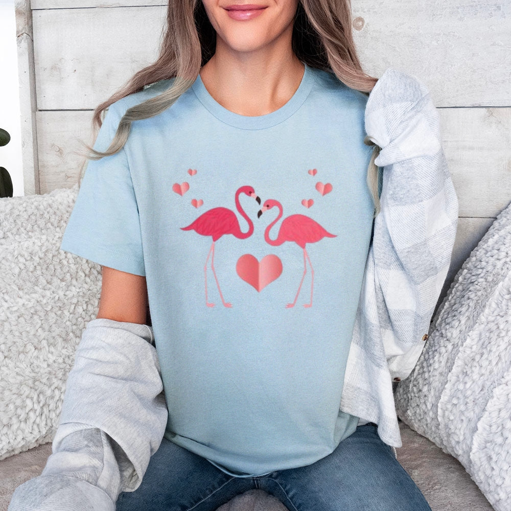 Women Love Flamingo For Valentine's Day Print Graphic T-shirt