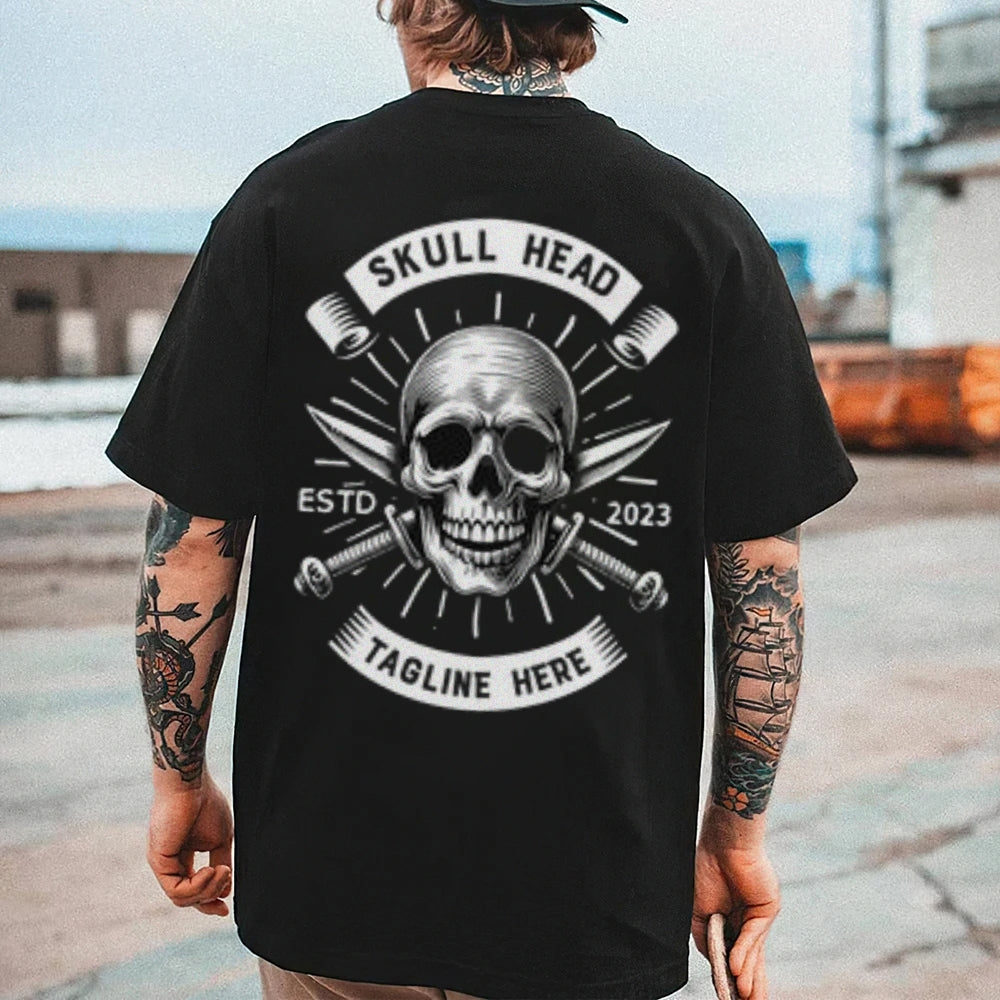 Mens Skull Head Graphic Tee