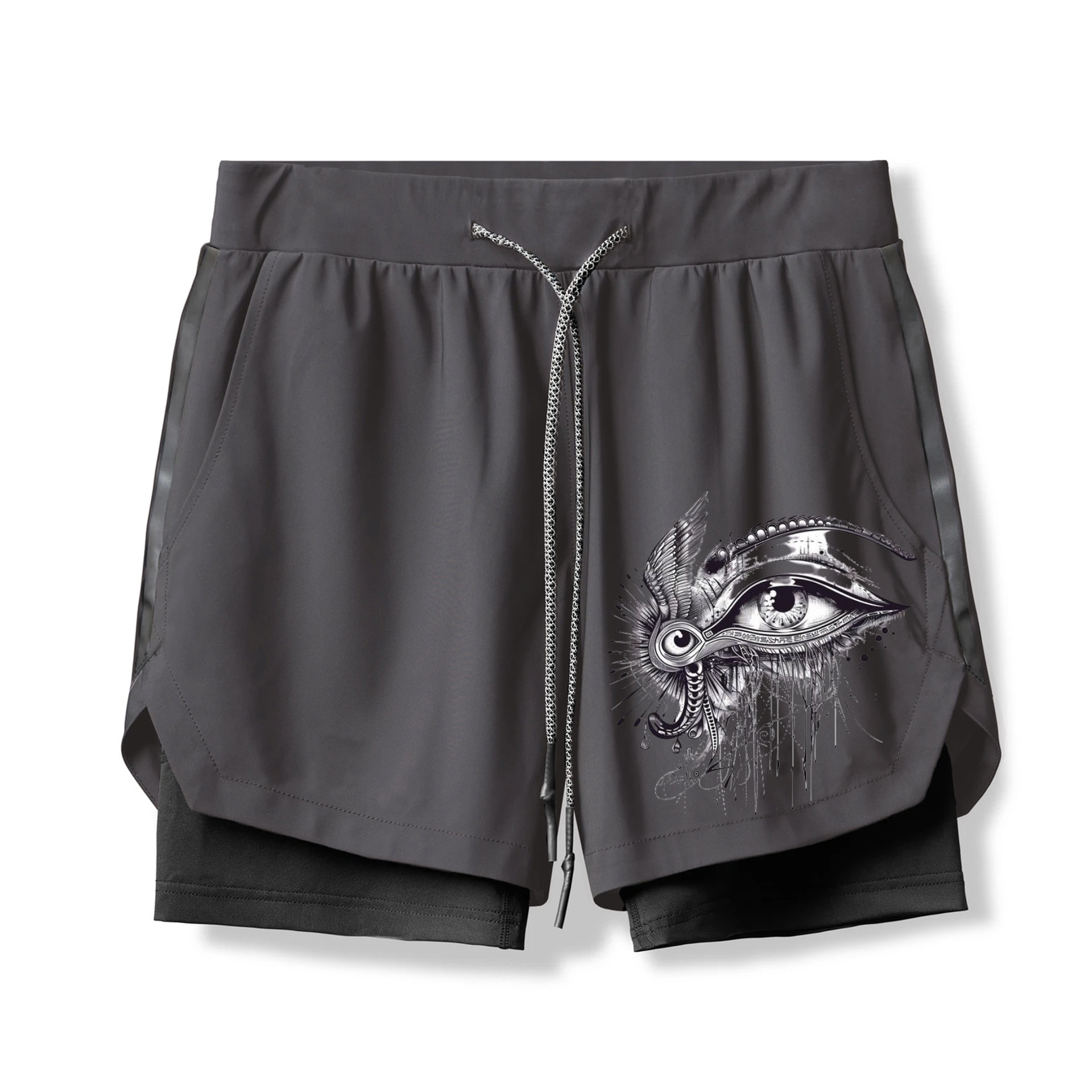 Evil Eye Print 2 In 1 Gym Shorts for Men