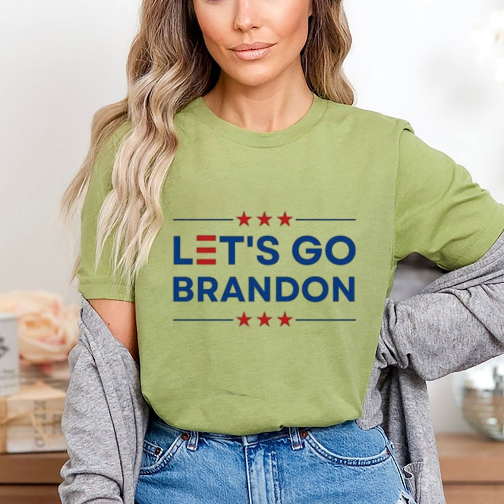 Women LET'S GO BRANDON Star Print T-shirt
