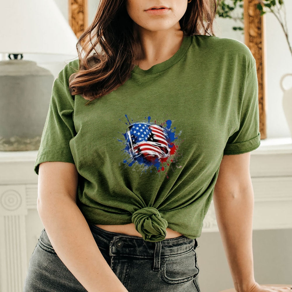 Women Flag Independence Day Stars Stripes T-shirt