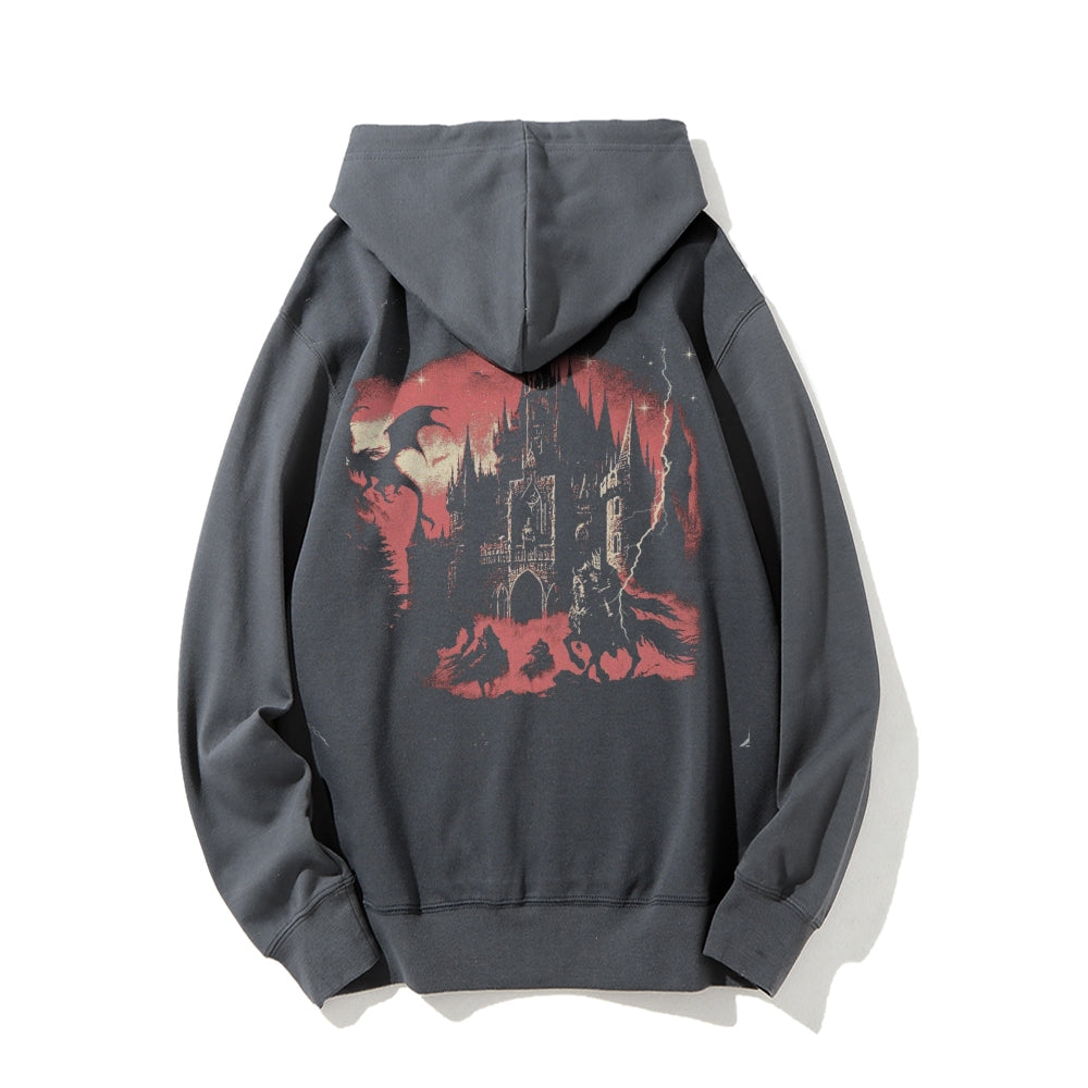 Mens Vintage Ghost Night Darkness Style Print Graphic Pullover With Kangaroo Pocket Hoodies