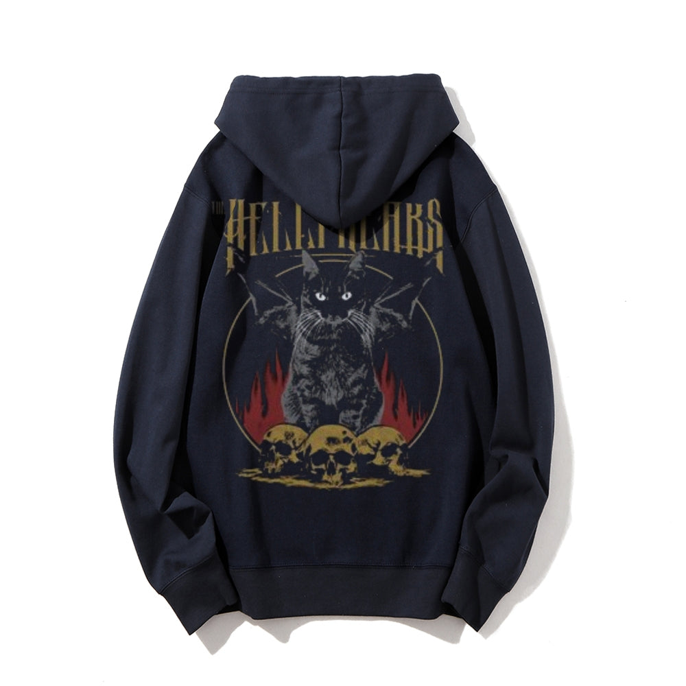 Mens Vintage The Hellfreaks Darkness Style Graphic Pullover With Kangaroo Pocket Hoodies