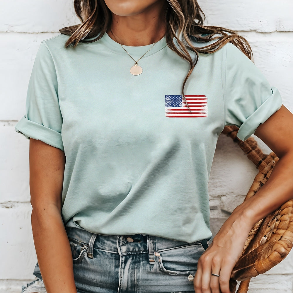 Women American Flag Print T-shirt