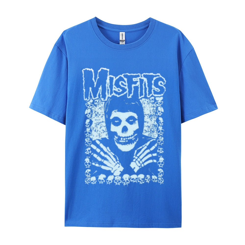 Mens Vintage The Misfits Rock Band Print Cotton Short Sleeve Casual Graphic T-shirt