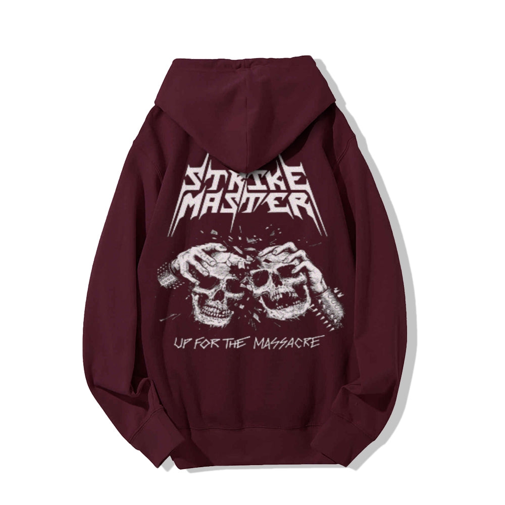 Mens Vintage Strike Master Darkness Style Print Graphic Pullover With Kangaroo Pocket Hoodies