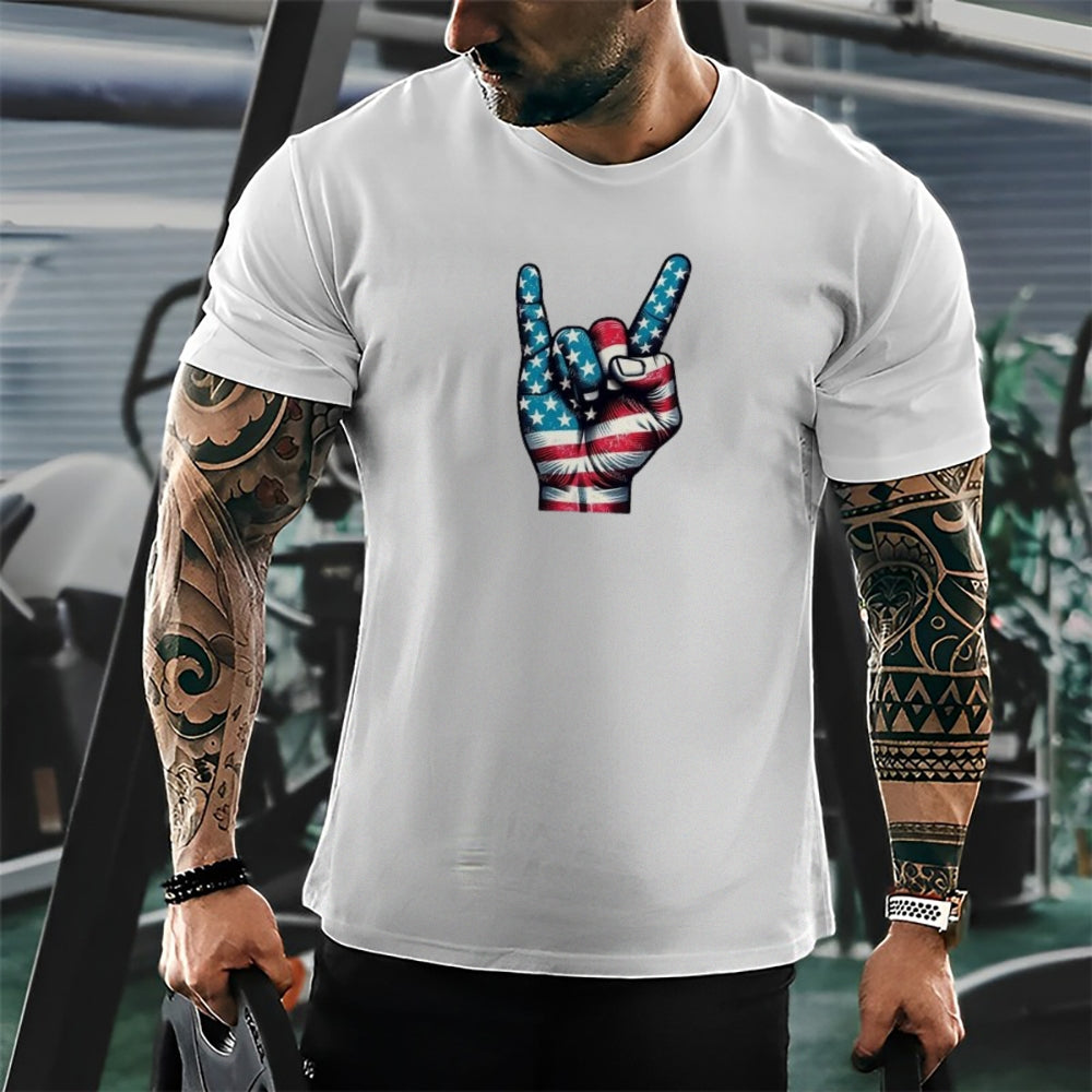 Mens Independence Day Victory Flag Print Graphic Tee