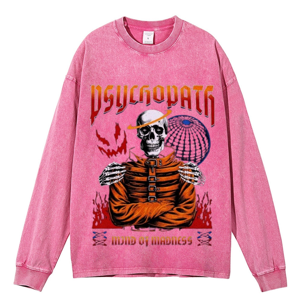 Oversized Vintage Washed MIND OF MADNESS Skull Graphic Sweatshirt