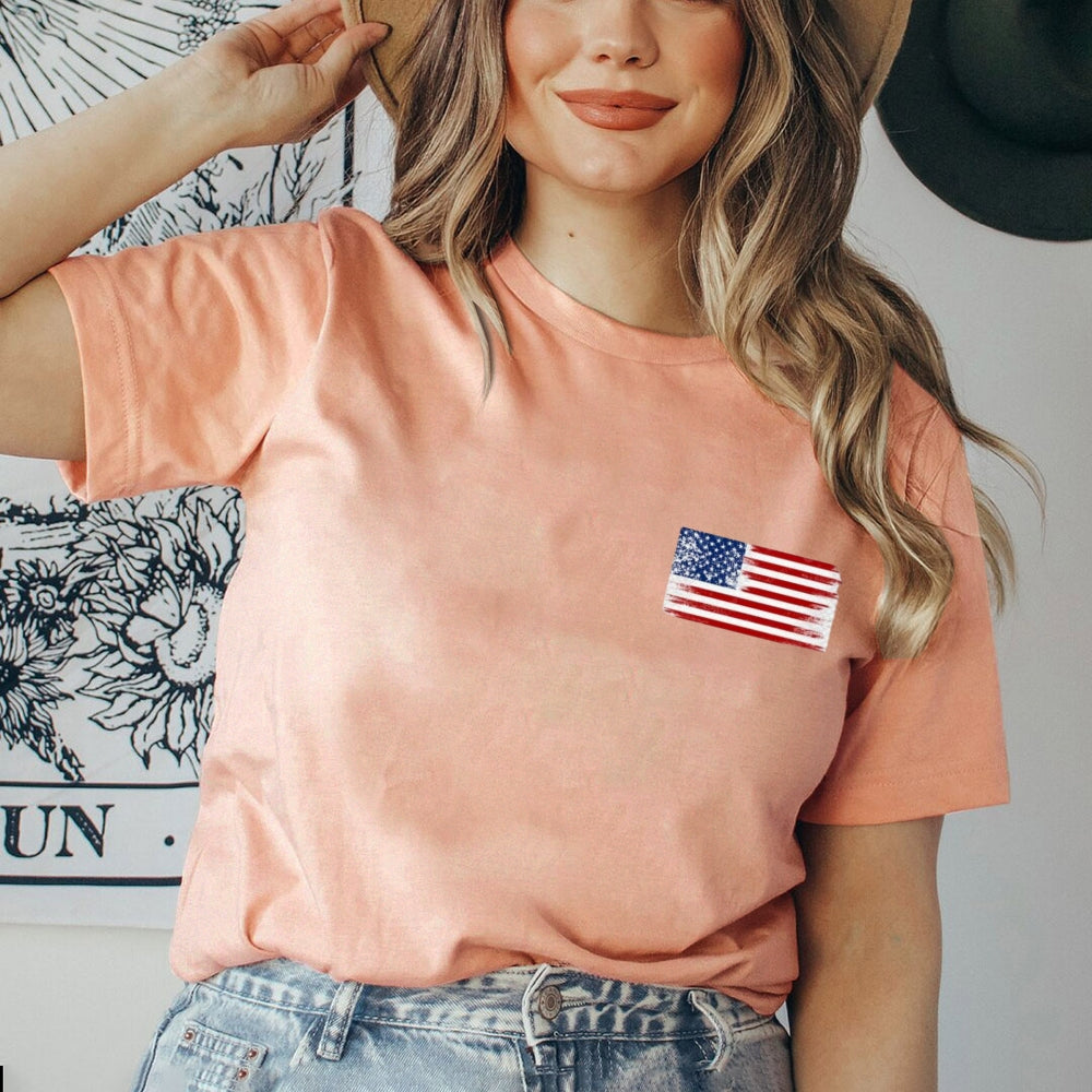 Women American Flag Print T-shirt