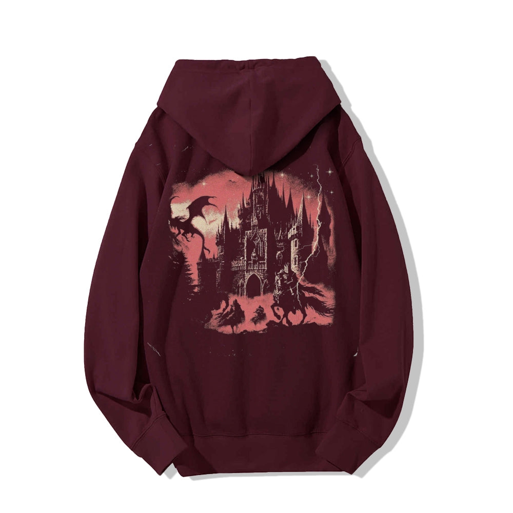 Mens Vintage Ghost Night Darkness Style Print Graphic Pullover With Kangaroo Pocket Hoodies