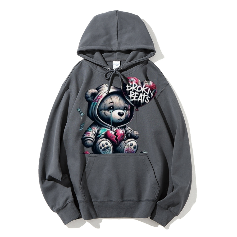 Women Cute Broken Bear Graphic Hoodies