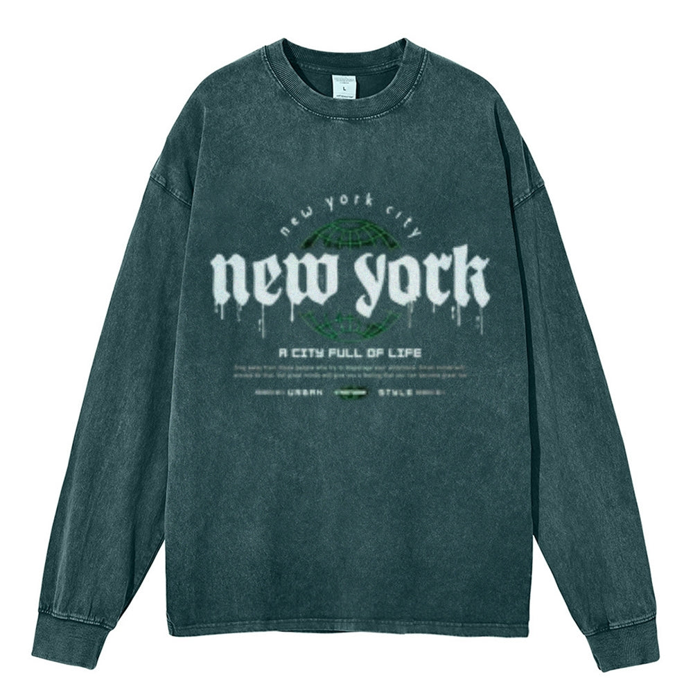 Oversized Vintage Washed New York City Graphic Sweatshirt