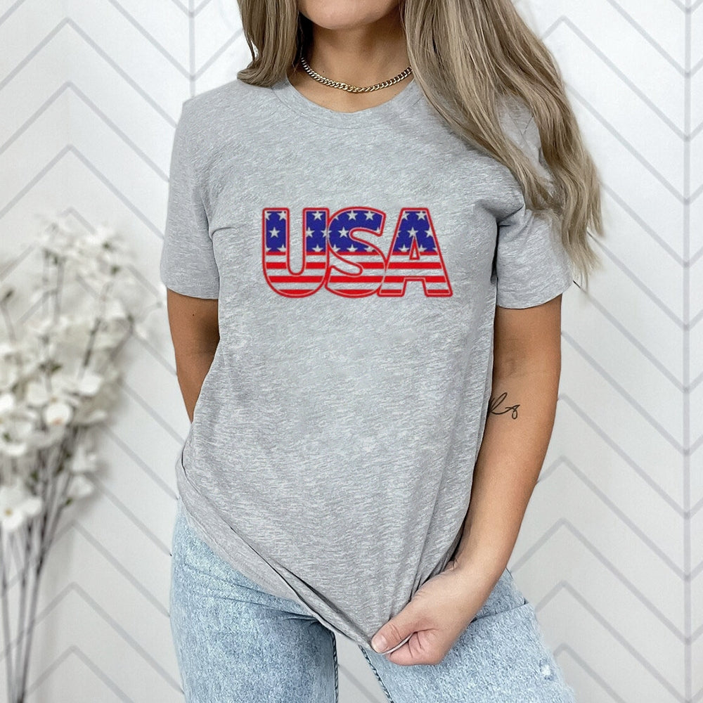 Women Usa Letter Print T-shirt