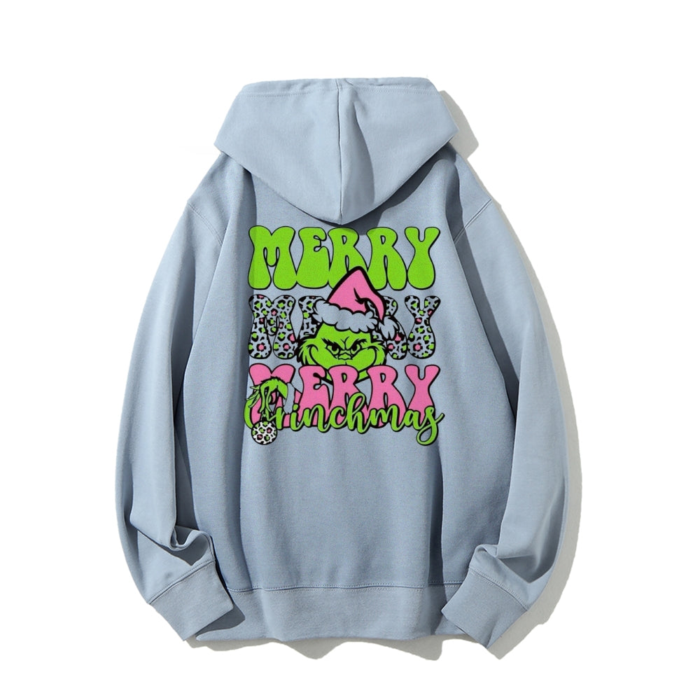 Merry Christmas Vibes Graphic Pullover With Kangaroo Pocket Hoodies