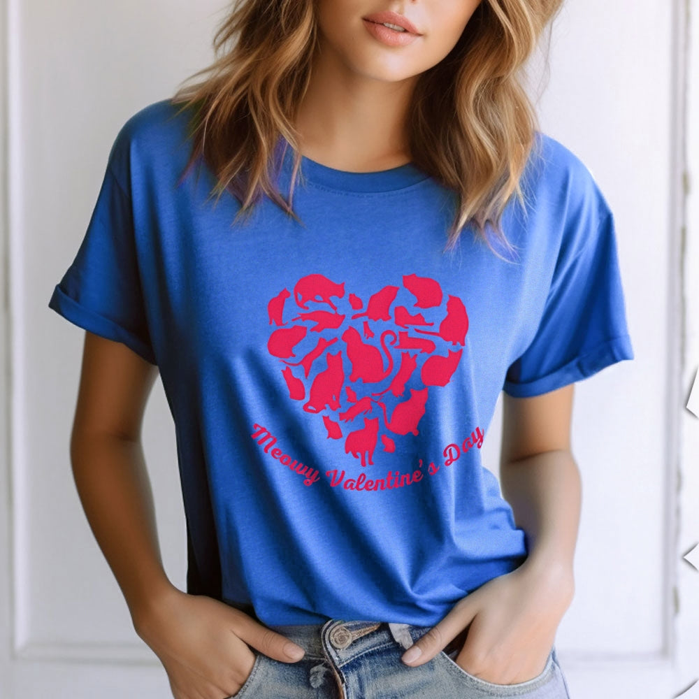 Women Meaning Valentine's Day Love Heart Print Graphic T-shirt