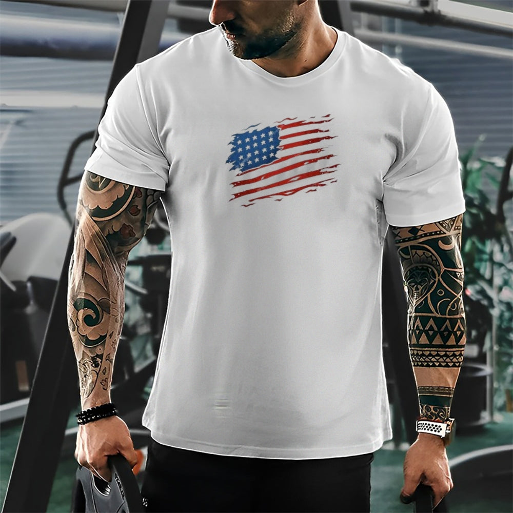 Mens Flag Independence Day Stars Stripes Graphic Tee