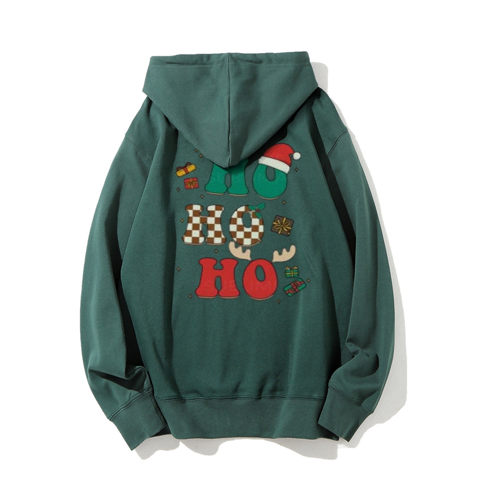 Happy Christmas Holiday Graphic Pullover With Kangaroo Pocket Hoodies