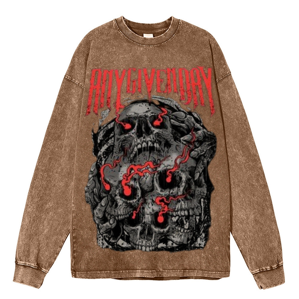 Oversized Vintage Washed Gothic Grunge Graphic Sweatshirt