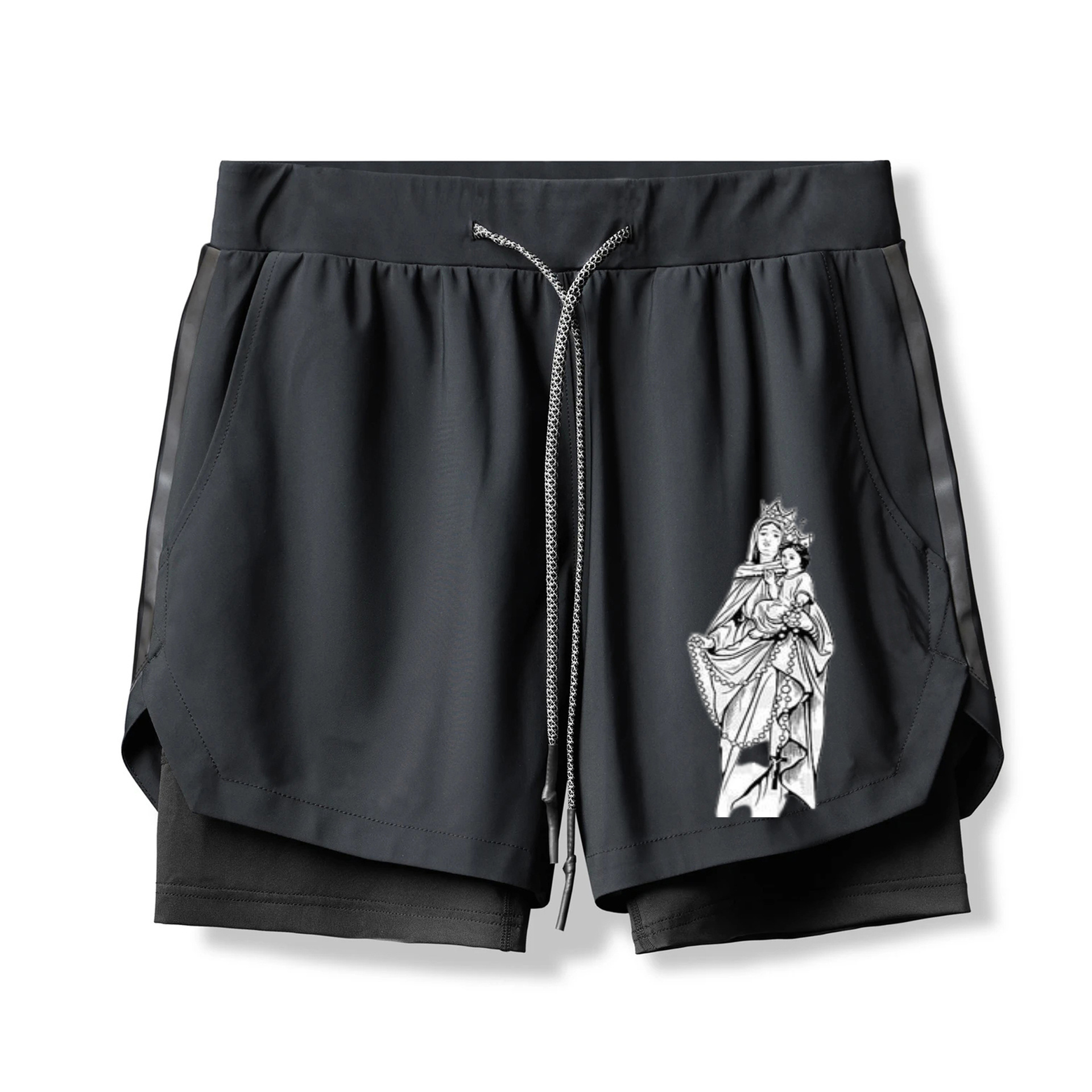 Saint Anthony and child Skull Print 2 In 1 Gym Shorts for Men