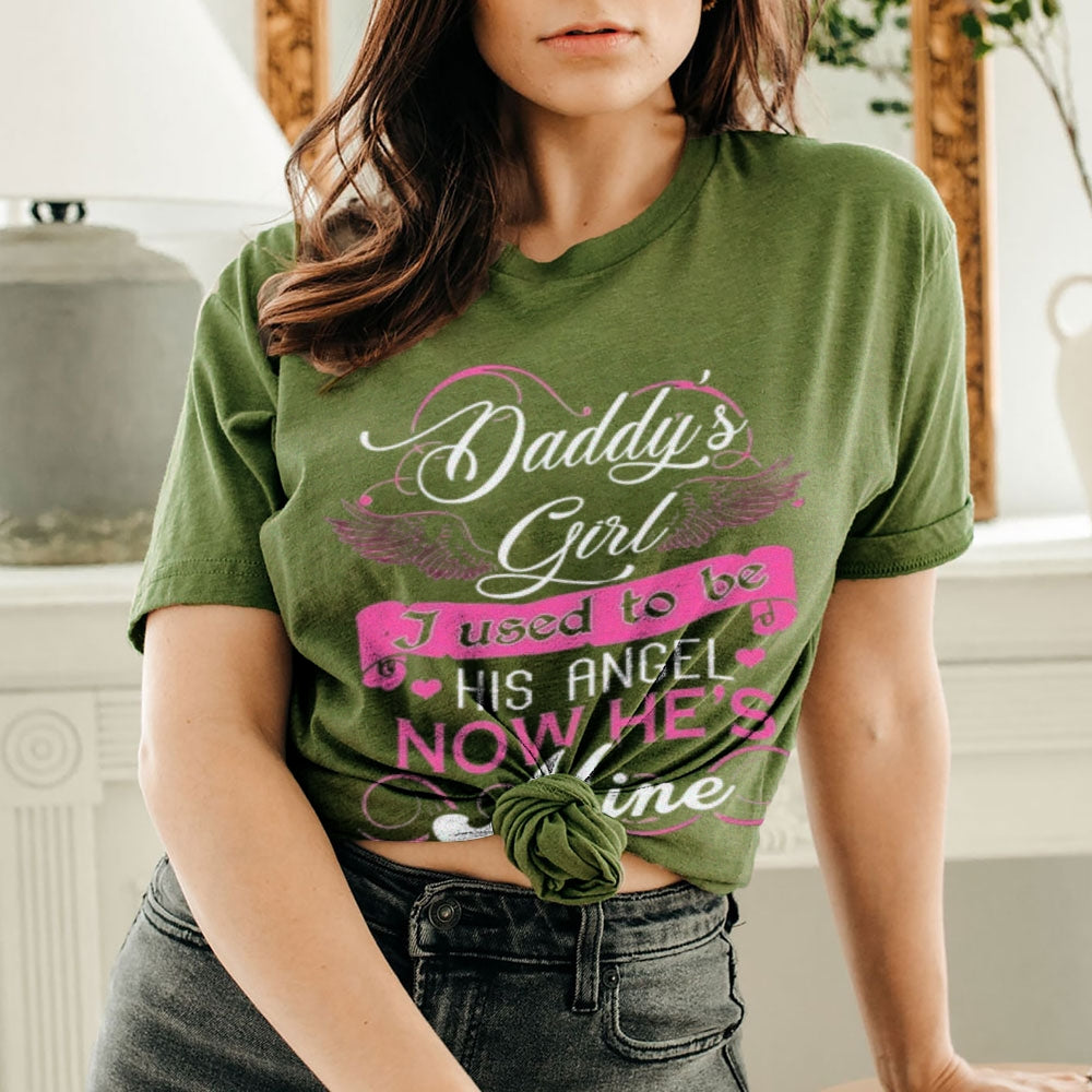 Women Daddy's Angel Girls Print Graphic T-shirt