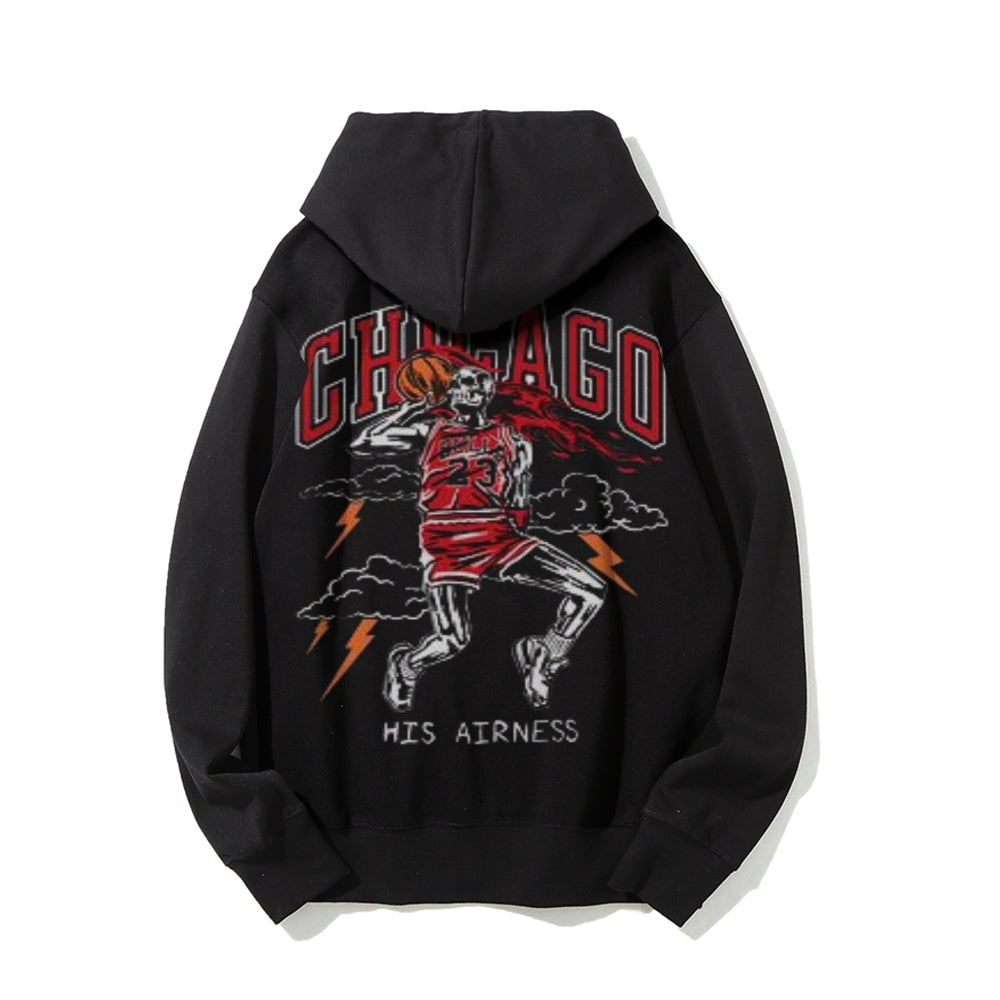 Mens Vintage Chicago Darkness Style Print Graphic Pullover With Kangaroo Pocket Hoodies