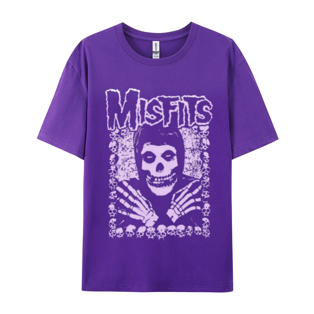 Mens Vintage The Misfits Rock Band Print Cotton Short Sleeve Casual Graphic T-shirt