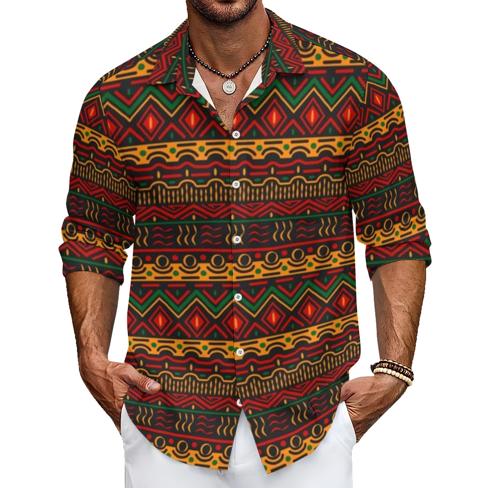 Mens African Print Long Sleeve Shirt