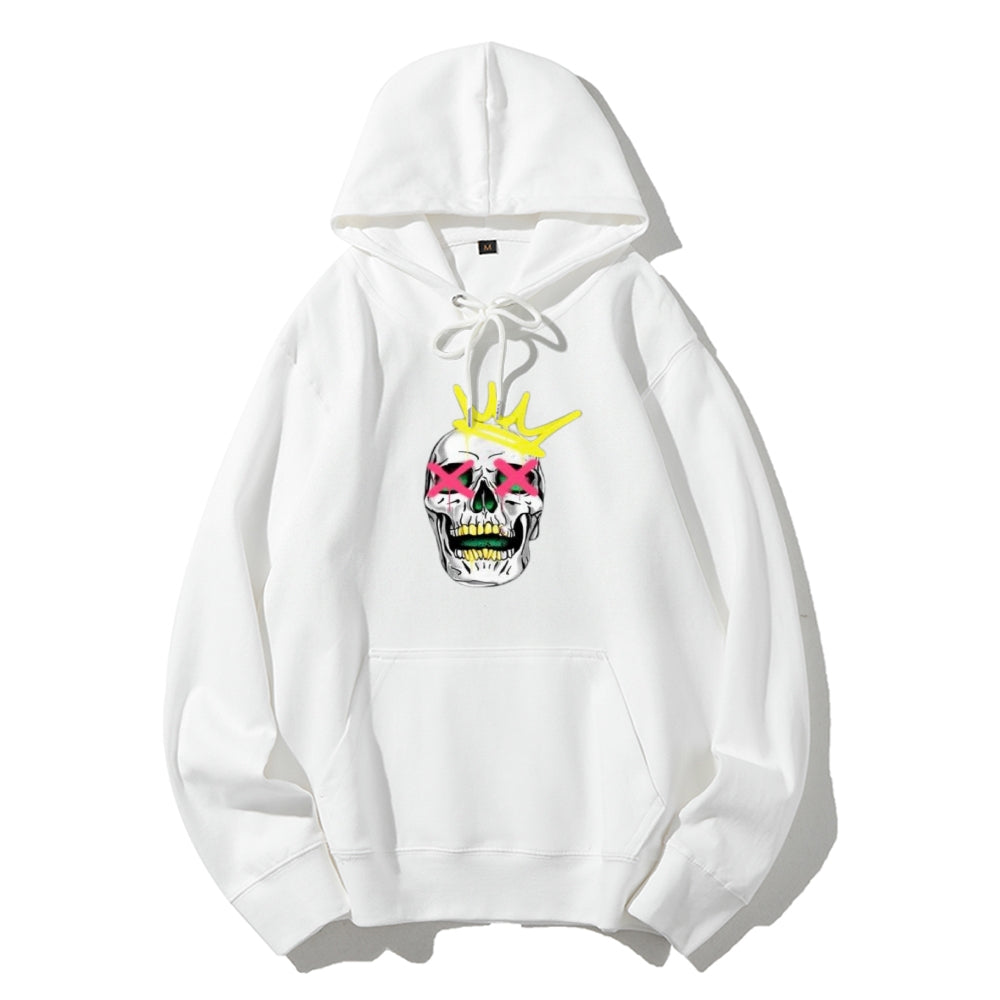 Mens Ruby Tooth King Skull Graphic Hoodies