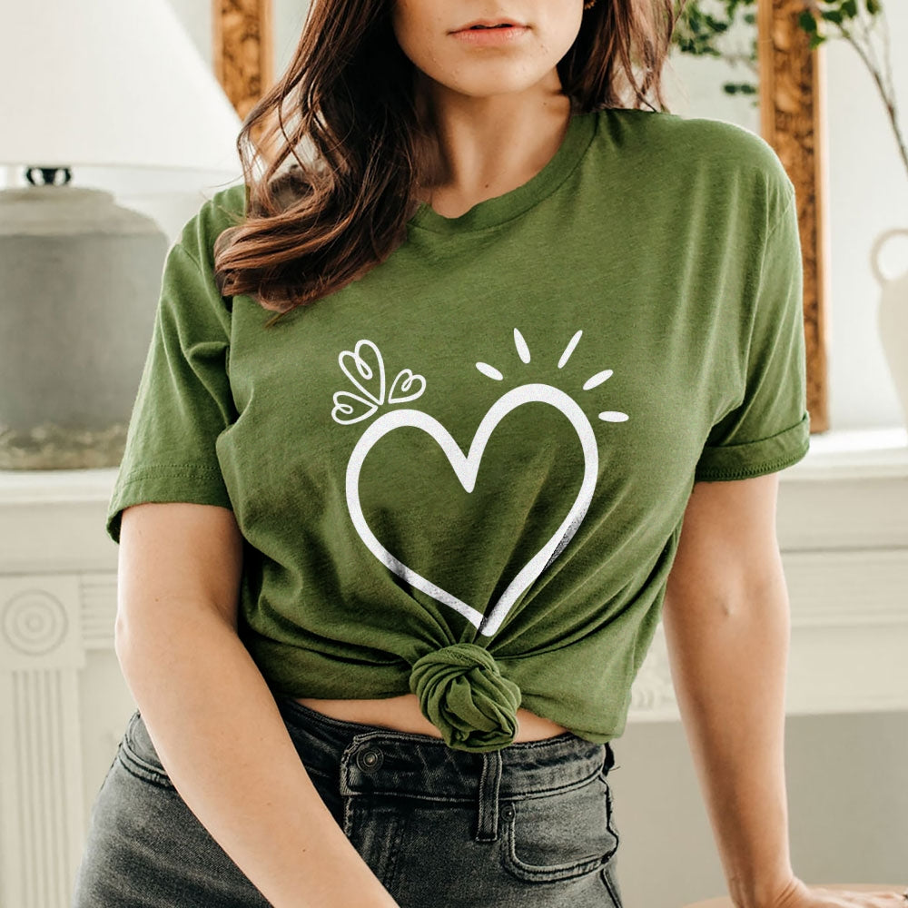 Women Valentine's Day Love Heart Print Graphic T-shirt