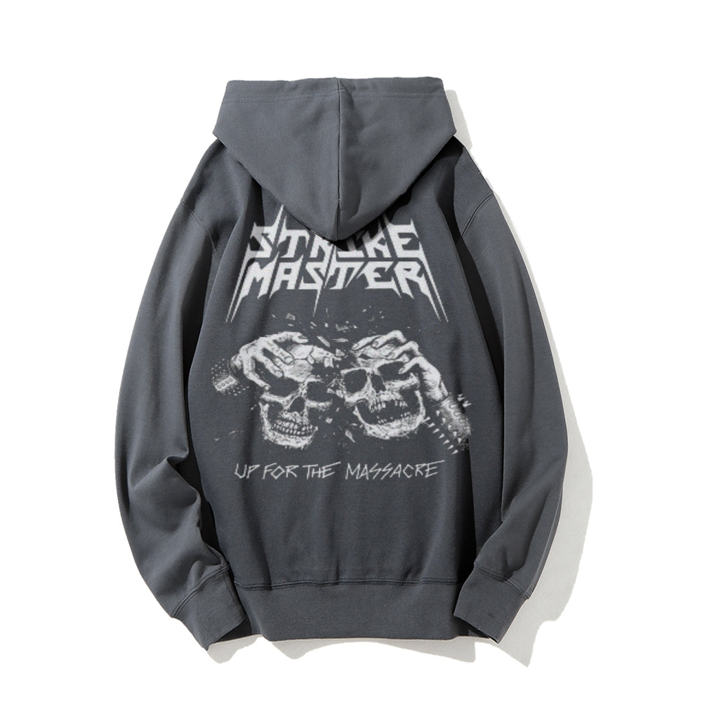 Mens Vintage Strike Master Darkness Style Print Graphic Pullover With Kangaroo Pocket Hoodies