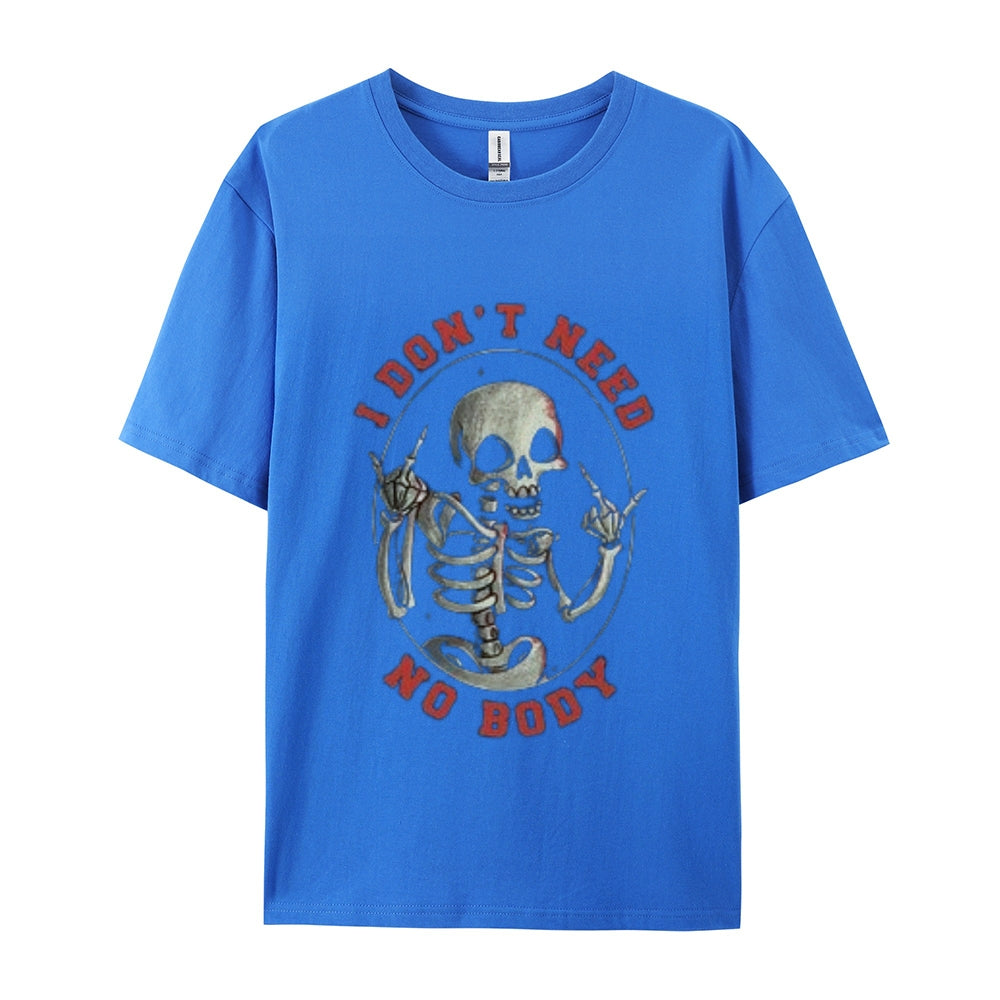 I DON'T NEED NO BODY Mens Skull Graphic Tee