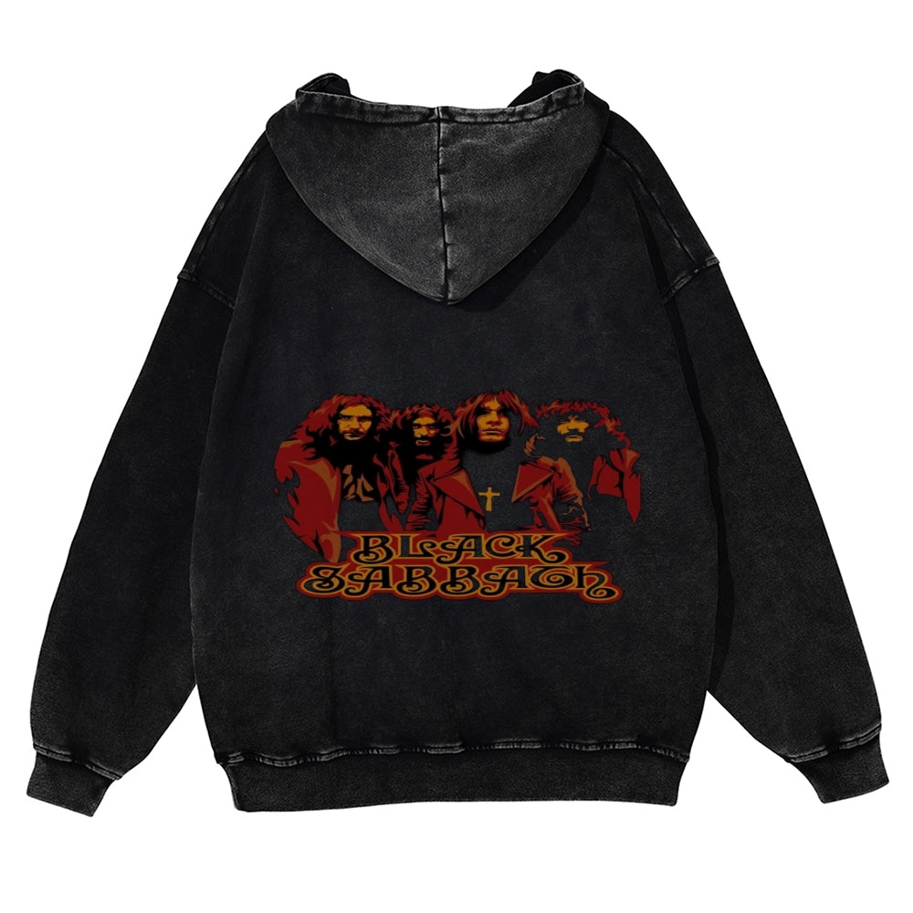 Mens Vintage Black Sabbath Rock Band Hoodies