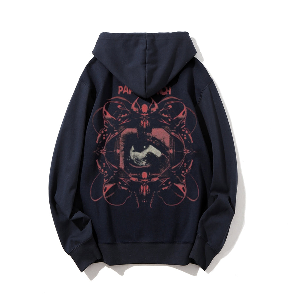 Mens Vintage Papa Roach Darkness Style Print Graphic Pullover With Kangaroo Pocket Hoodies