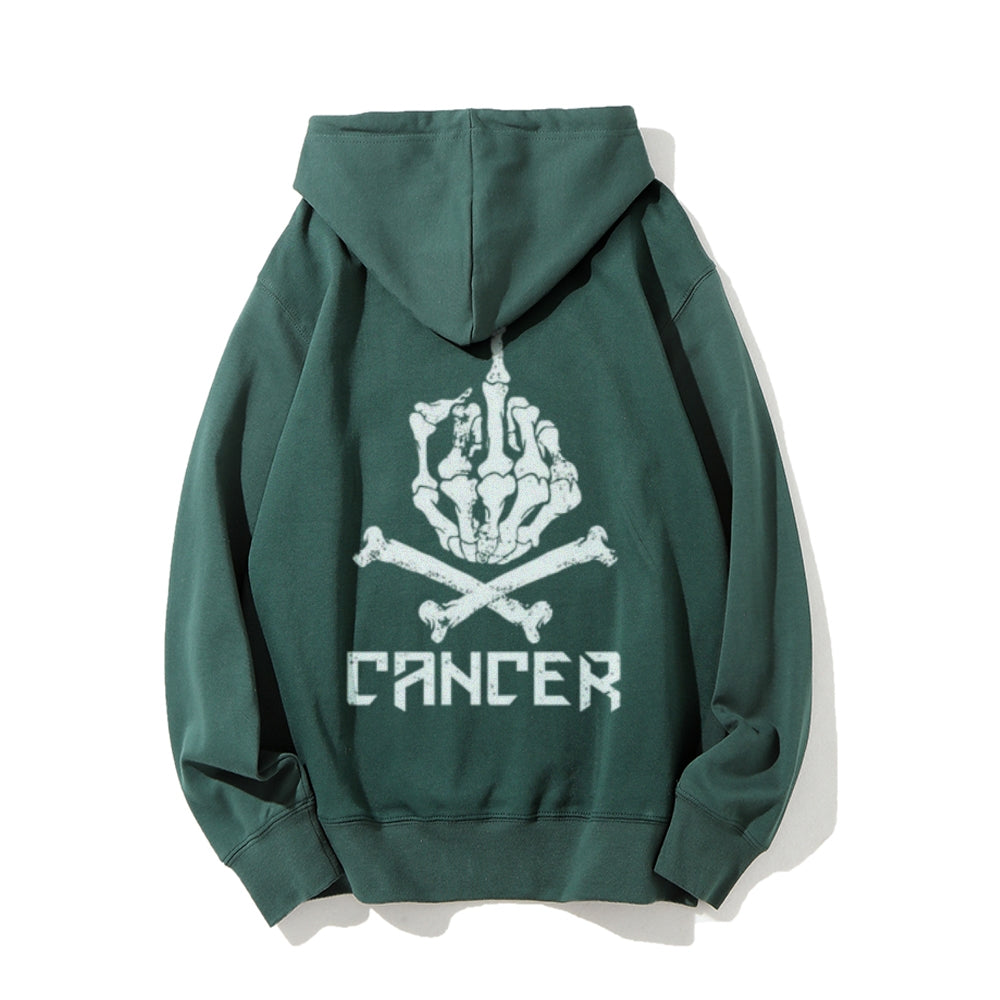 Mens Cancer Skull Graphic Pullover Hoodies