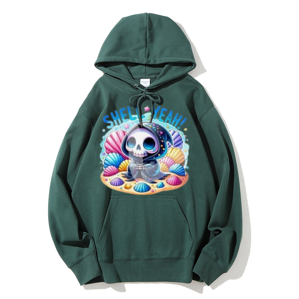 Women Cute Skeleton with Shell Graphic Hoodies