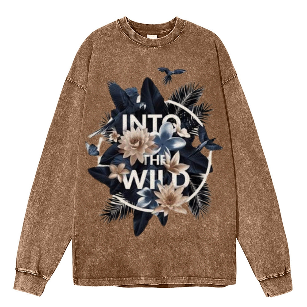 Oversized Vintage Washed Flower Graphic Sweatshirt