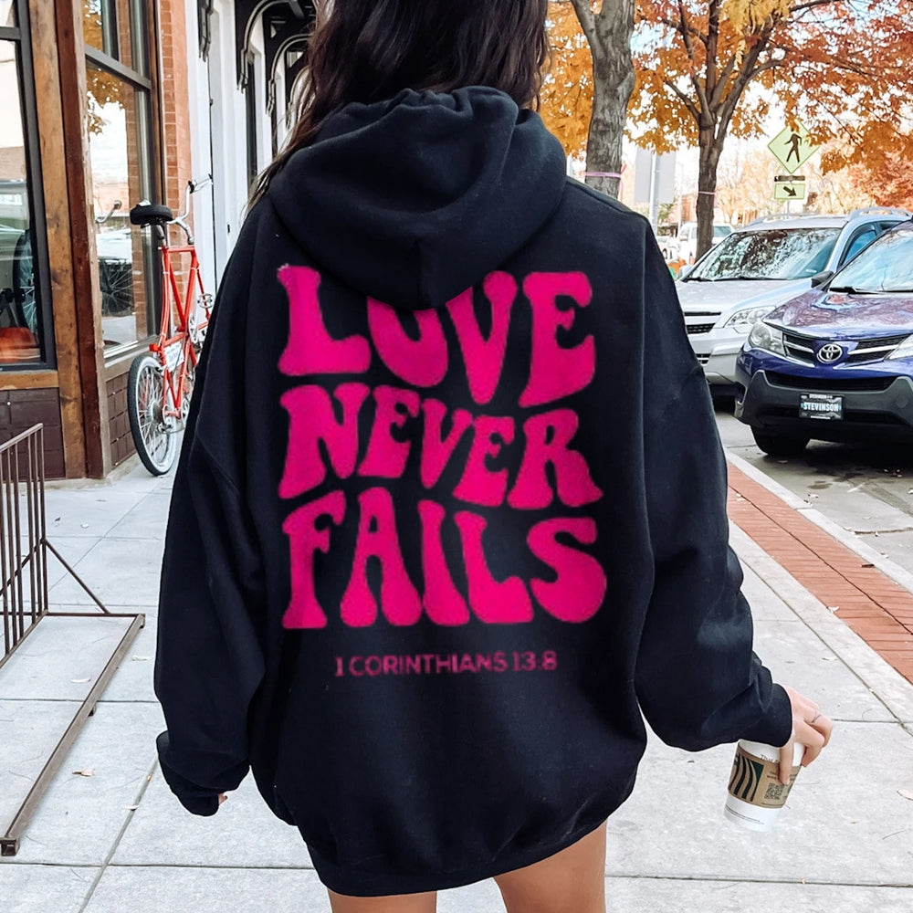 Women LOVE NEVER FAILS Letter Graphic Hoodies