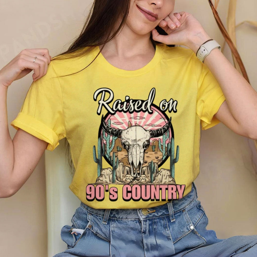 Women Raised On 90's Country Print Graphic T-shirt