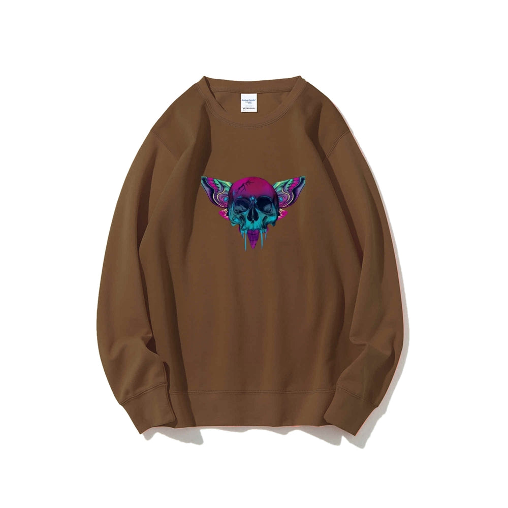 Mens A Skull with Butterflies Graphic Sweatshirts