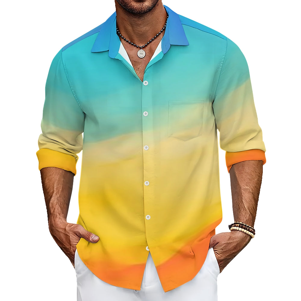 Mens Colorful Ombre Long Sleeve Shirt