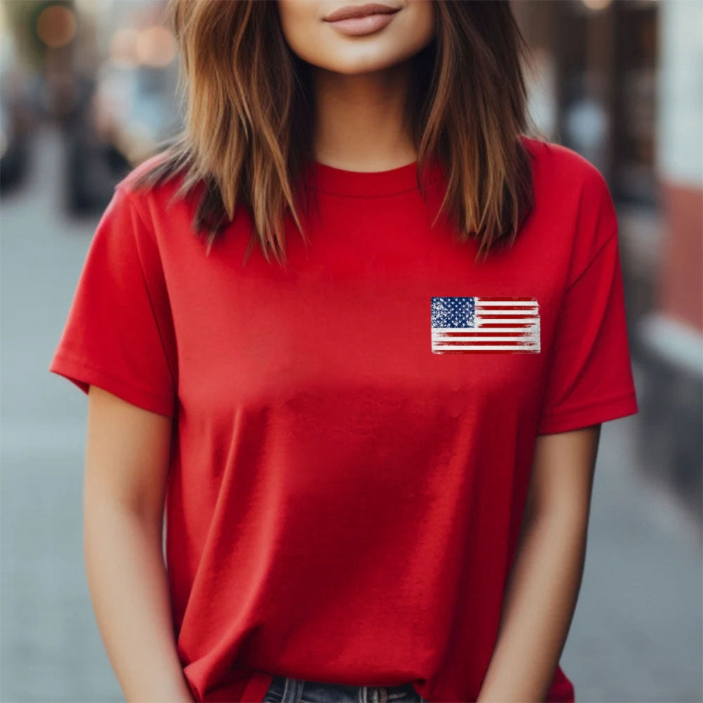 Women American Flag Print T-shirt