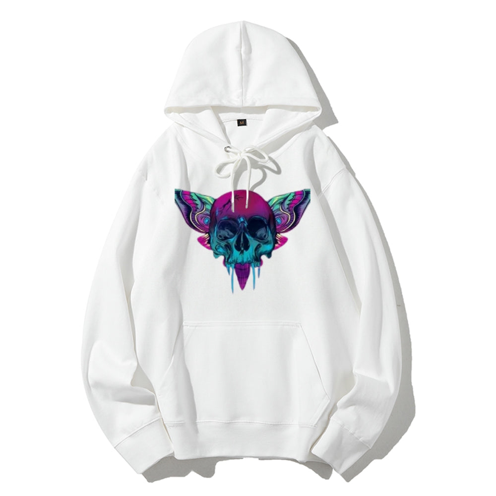 Mens A Skull with Butterflies Graphic Hoodies