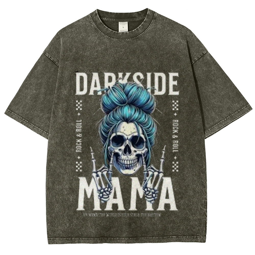 Women Washed Vintage Darkside MaMa Graphic T-shirt